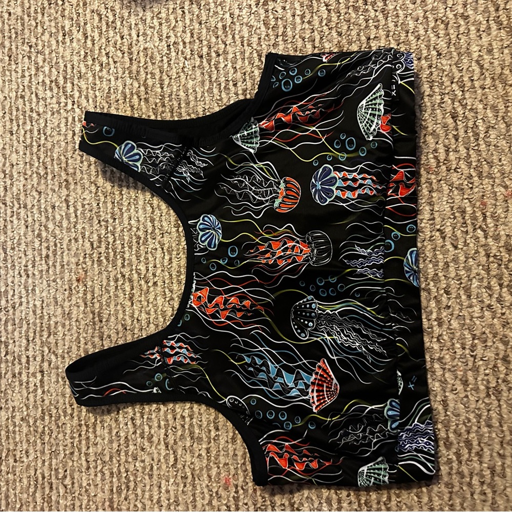 Tomboy X Colorful Jellyfish Print Sports Bra Swim Top and Board Shorts